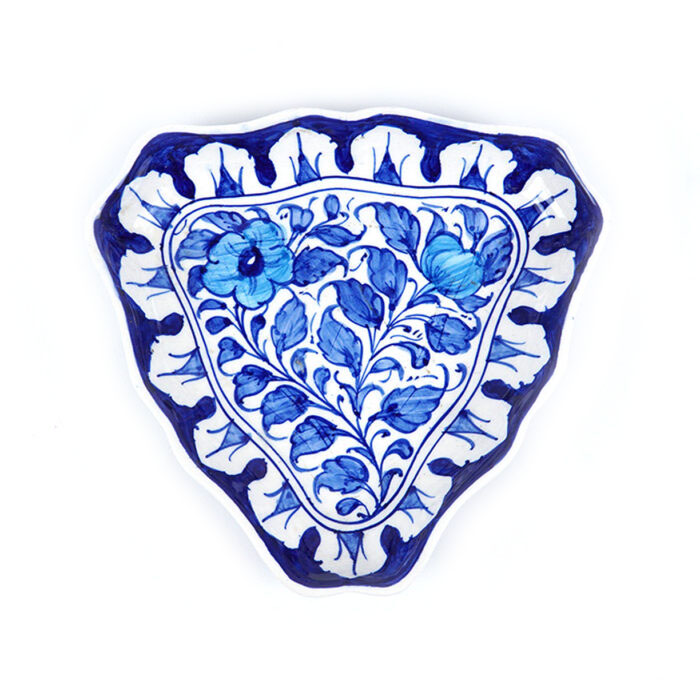 Blue Pottery Triangular Plate