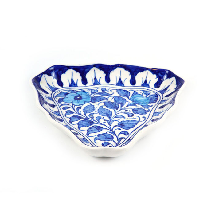 Blue Pottery Triangular Plate