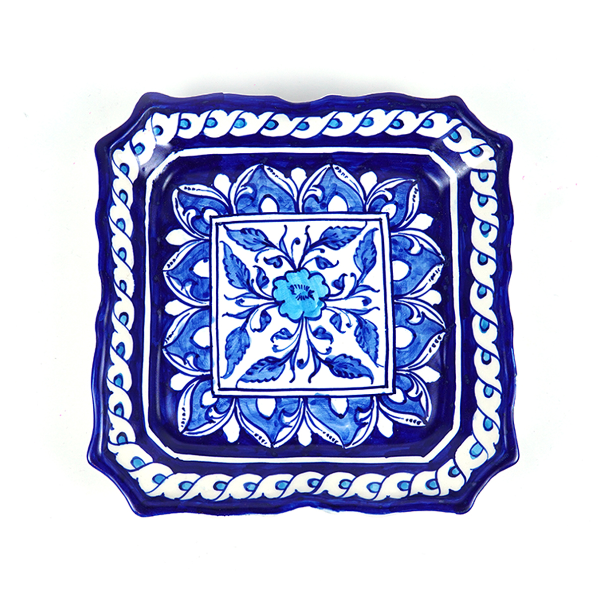 Blue Pottery Square Dish 1