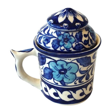 Blue Pottery Mug With Lid