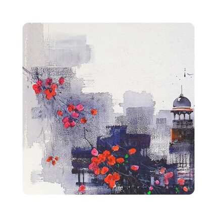 Abstract City Scape Acrylic Tea Coaster