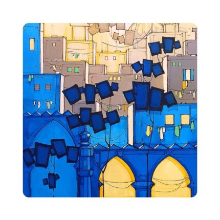 City In Blue Acrylic Tea Coaster