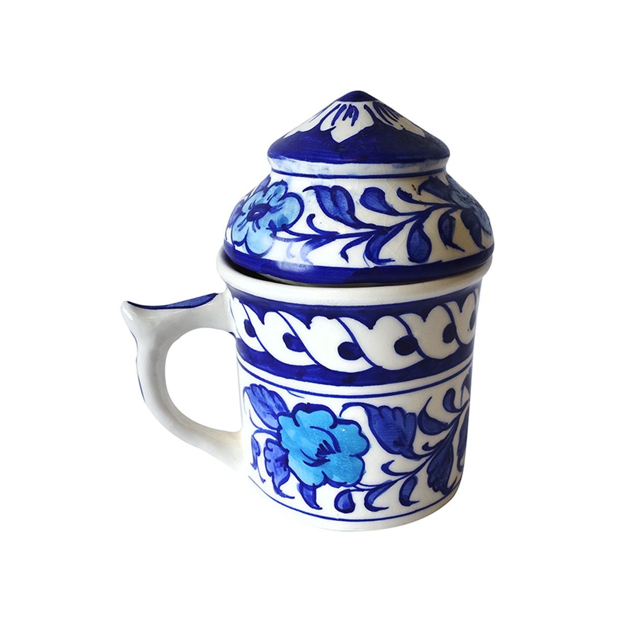 Blue Pottery Mug With Lid 2